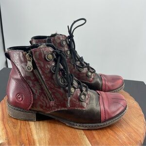 Remonte Rieker Chandra 91 Combat Boots Vino Maroon/Antik Bronze red 39 US 8